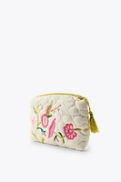 QUILTED TOILETRY BAG WITH CONTRAST EMBROIDERY