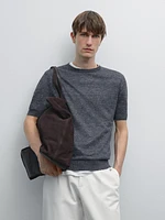 100% linen short sleeve knit sweater