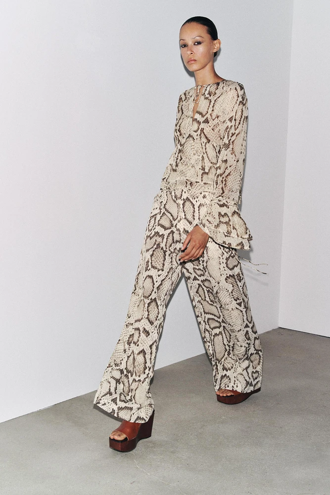 PANTALON SEMI-TRANSPARENT IMPRIMÉ ANIMAL ZW COLLECTION