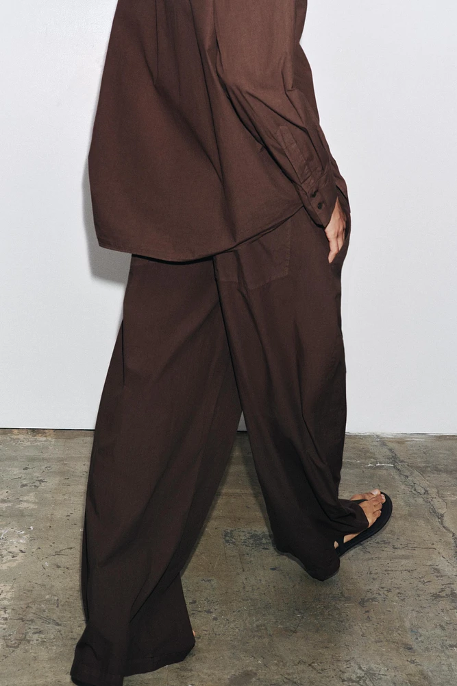 ZW COLLECTION POPLIN WIDE LEG PANTS