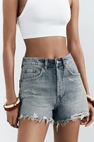 TRF RIPPED HIGH RISE DENIM SHORTS