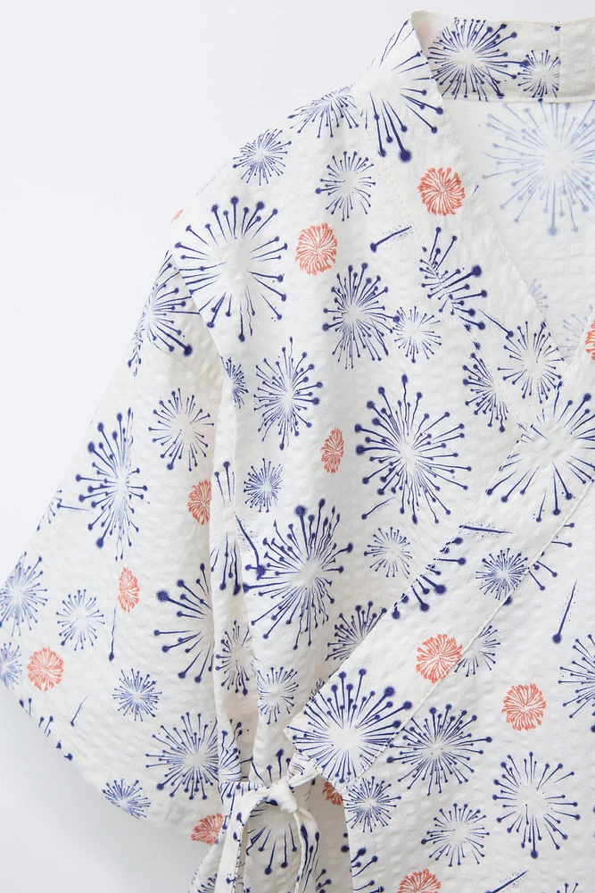 9-18 MOIS/ ENSEMBLE IMPRIMÉ KIMONO ET BERMUDA