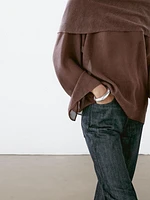 Linen blend cape-style blouse