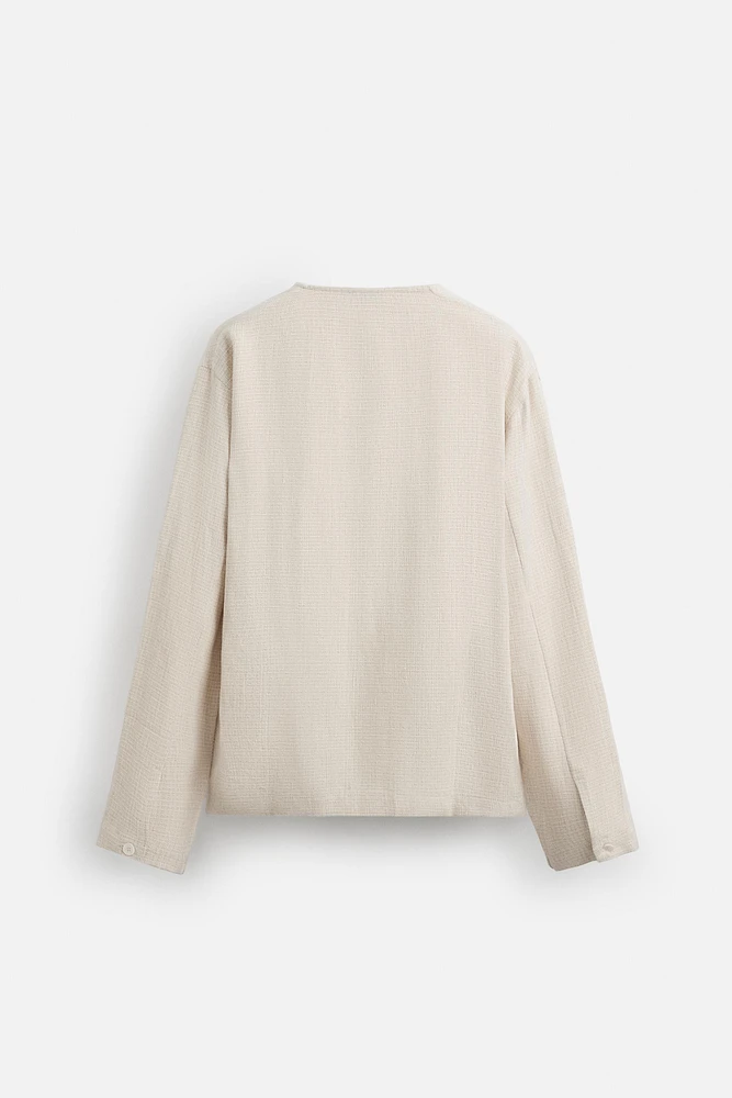 CHEMISE POLO STRUCTURÉE MÉLANGE LIN