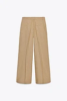 ZW COLLECTION LINEN STRIPE PLEATED PANTS