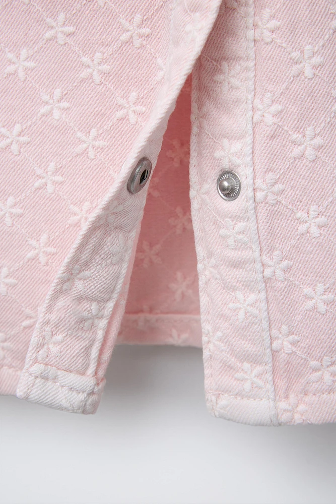 EMBROIDERED FLORAL TWILL DRESS