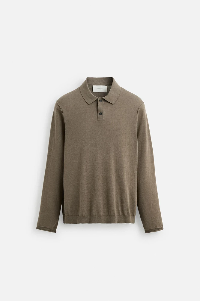 KNIT WOOL-COTTON POLO SHIRT