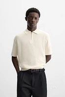 PURL KNIT ZIPPER POLO SHIRT