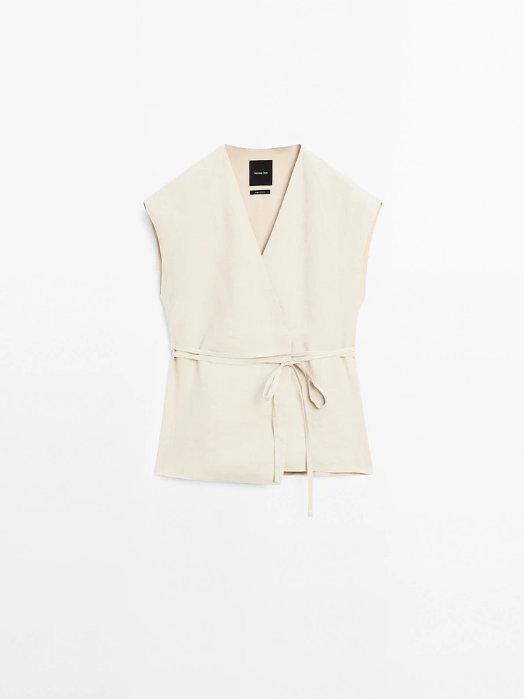100% linen crossover waistcoat