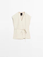 100% linen crossover waistcoat