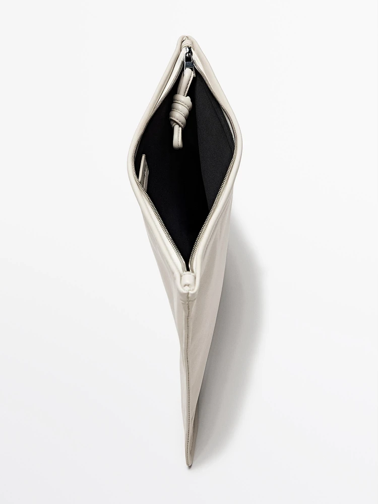 Petit sac pochette avec nœud en cuir nappa