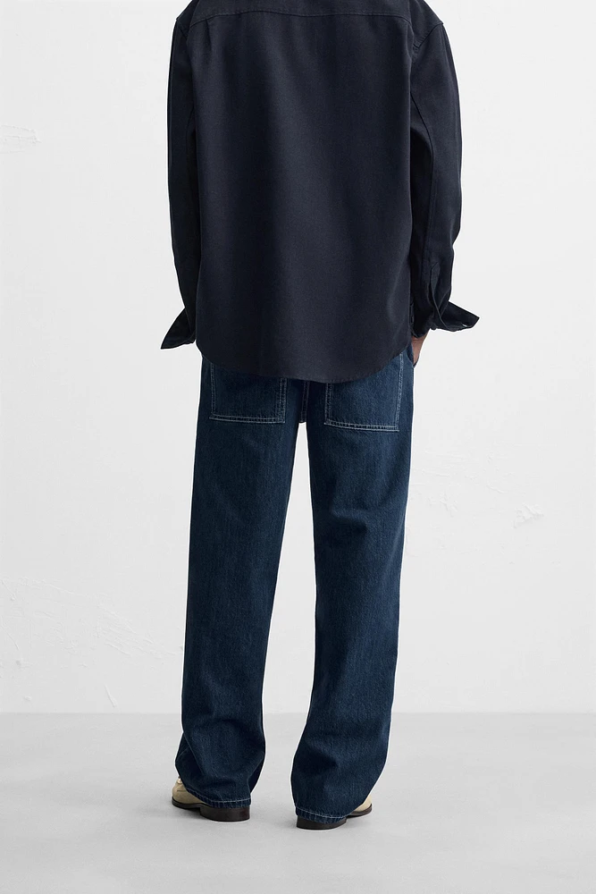 CONTRAST STITCHED WIDE LEG JEANS