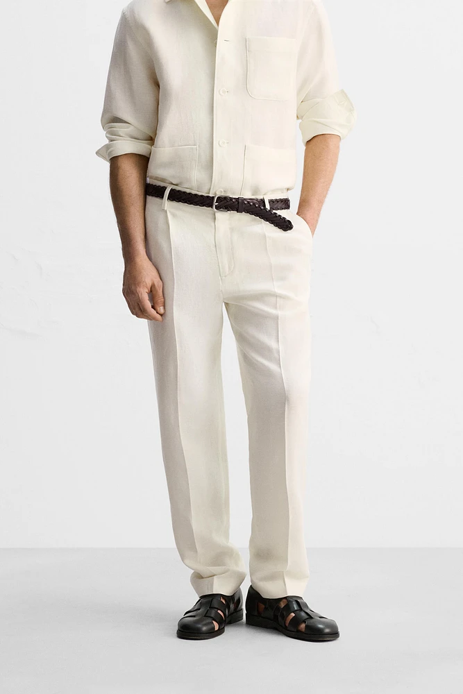 LIMITED EDITION HERRINGBONE LINEN-WOOL PANTS