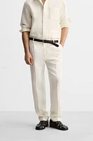 LIMITED EDITION HERRINGBONE LINEN-WOOL PANTS