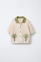 PALM TREE EMBROIDERED KNIT SHIRT
