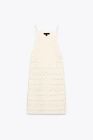 ROBE MINI HALTER EN MAILLE POINTELLE