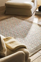 FLORAL PRINT BLOCK AREA RUG