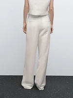 Linen blend trousers with buckle detail