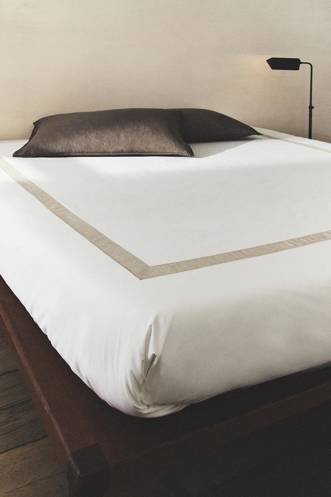 DUVET COVER WITH LINEN BORDER