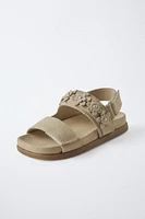 FLOWER LEATHER SANDALS