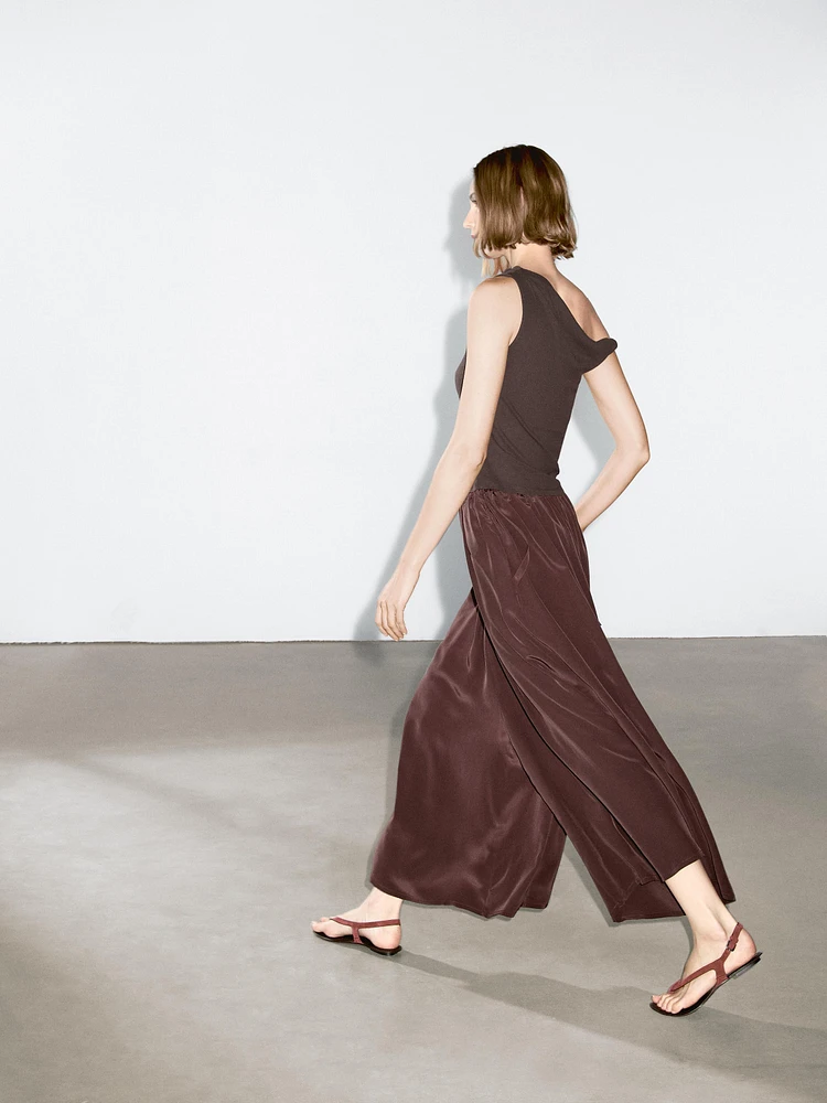 Jupe-culotte fluide en tissu technique