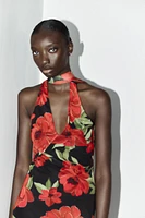 PRINTED TULLE SCARF DRESS