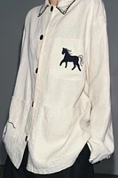 EMBROIDERED LINEN OVERSHIRT ZW COLLECTION