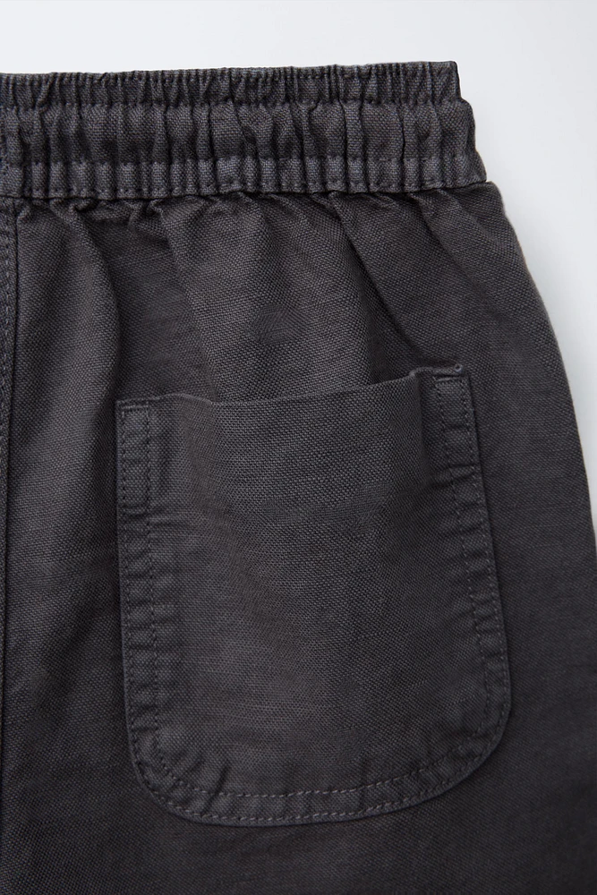 LINEN AND COTTON BERMUDA SHORTS