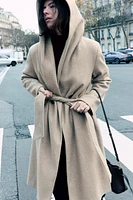 BELTED SOFT HOODED COAT