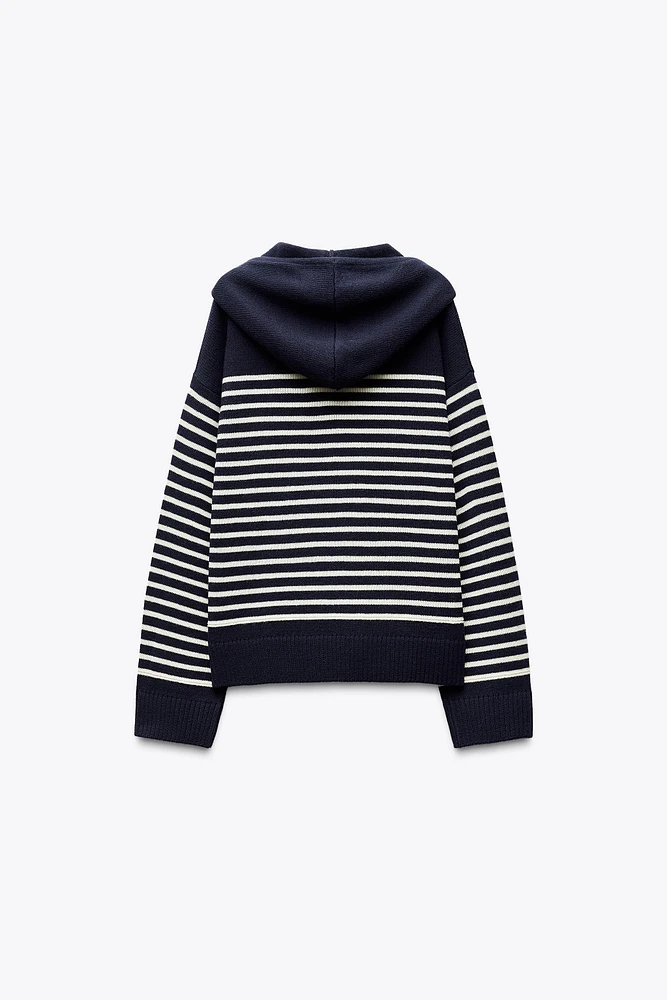 STRIPED KNIT HOODIE