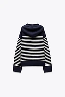 STRIPED KNIT HOODIE