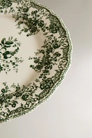 ASSIETTE PLATE FAÏENCE IMPRIMÉ FLEURS