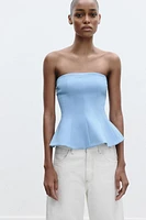 STRAPLESS PEPLUM TOP