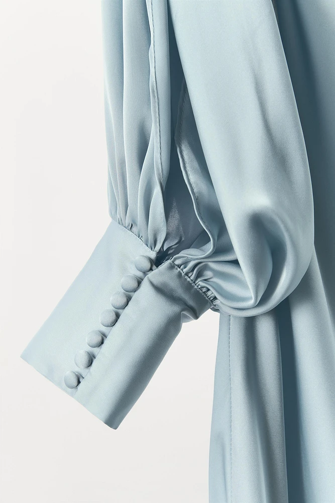 OPEN BACK SATIN EFFECT DRESS