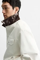 VESTE EN DENIM À COL IMPRIMÉ ANIMAL