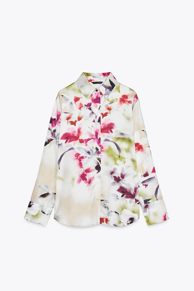 CHEMISE SATINÉE À IMPRIMÉ FLEURI