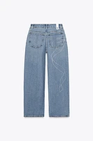 RELAXED OVERSIZE HIGH-WAIST RHINESTONE JEANS