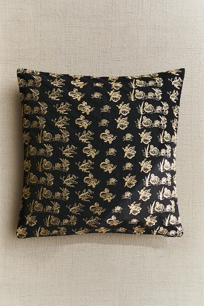 EMBROIDERED THROW PILLOW COVER