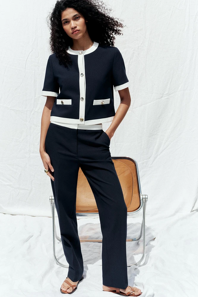 PANTALON DROIT TAILLE CONTRASTÉE