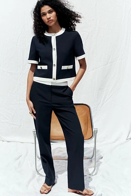 PANTALON DROIT TAILLE CONTRASTÉE