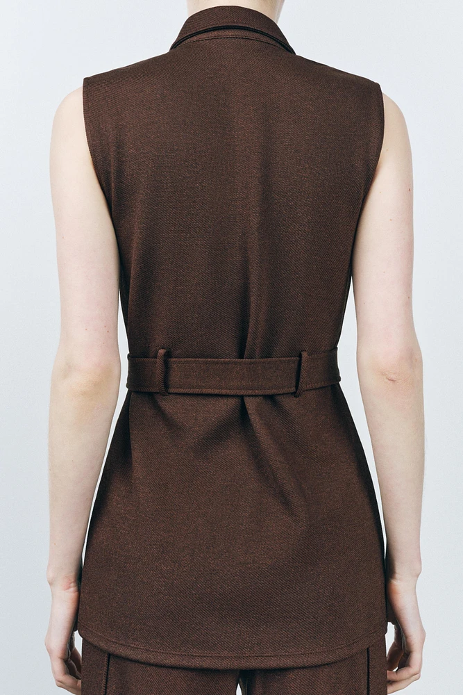 TWILL BELTED VEST