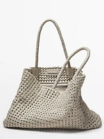 Sac cabas tressé en cuir nappa