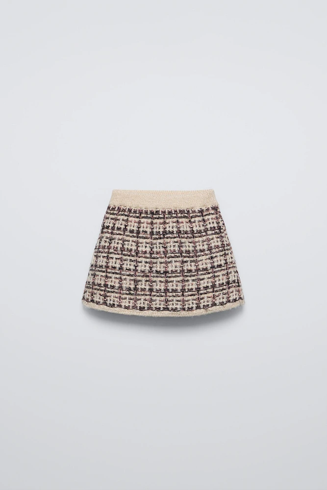 SPARKLY PLAID KNIT SKIRT