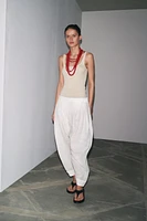 RIBBED T-SHIRT WITH LINEN