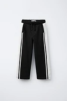 STRAIGHT LEG PLUSH PANTS WITH SIDE STRIPES