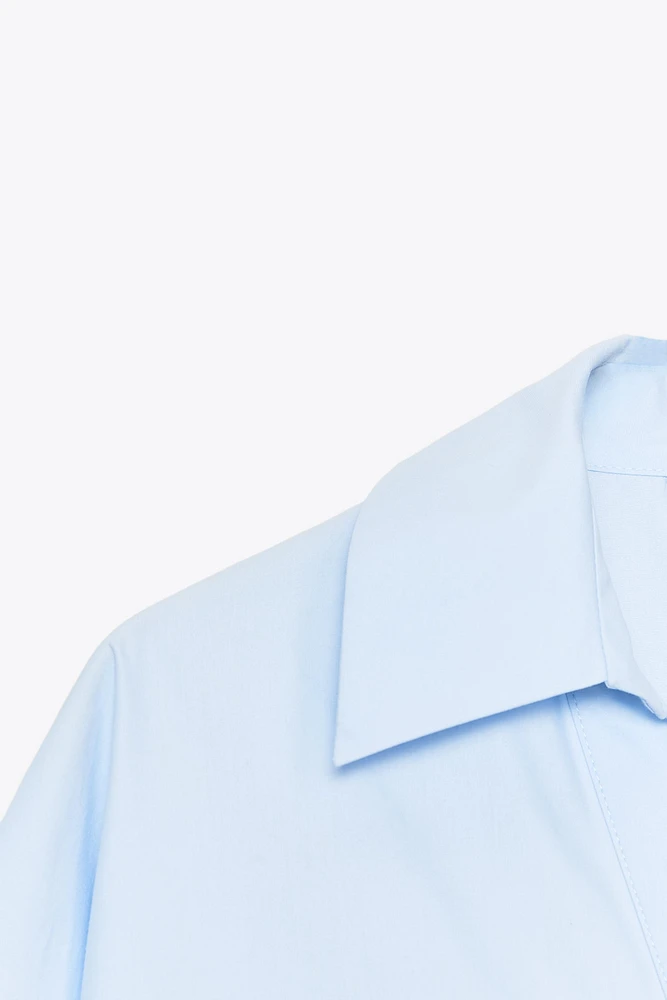 CHEMISE EN POPELINE À MANCHES LARGES