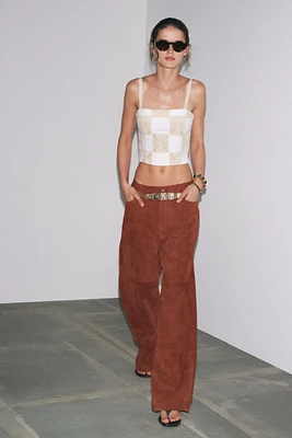 TOP INTERLOCK PATCHWORK CROCHET