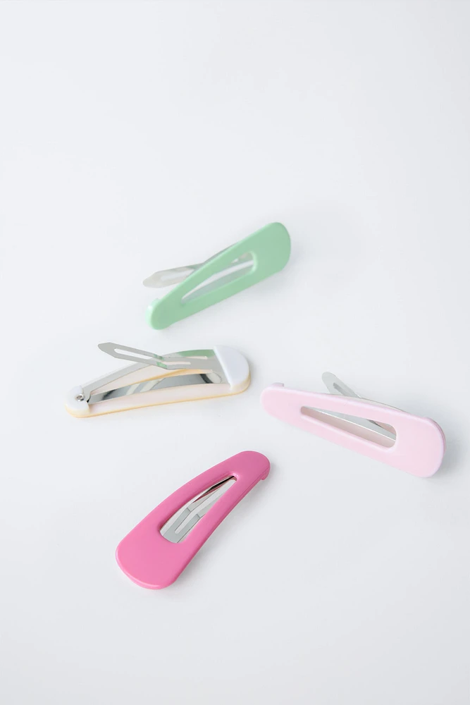 LOT DE QUATRE PINCES CLIP COULEURS