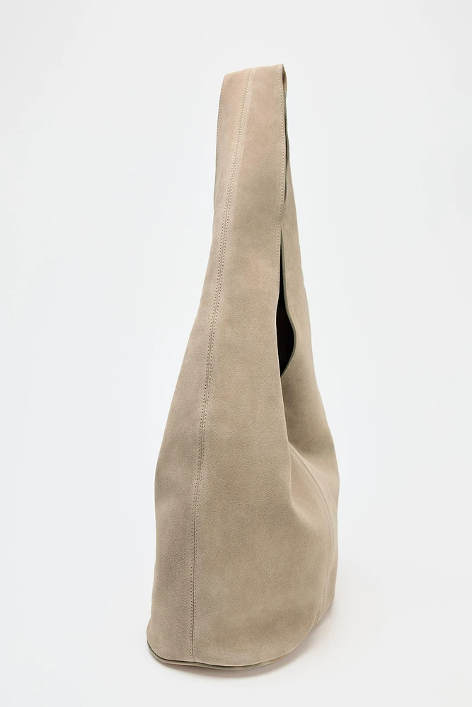 SPLIT LEATHER SHOULDER BAG