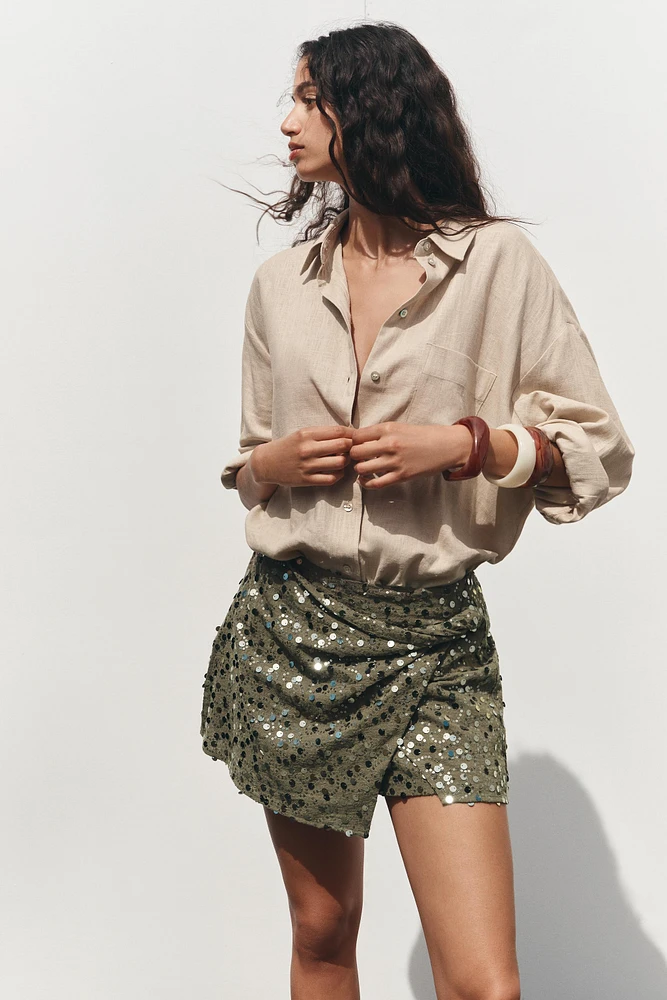 KNOTTED SEQUIN SKORT